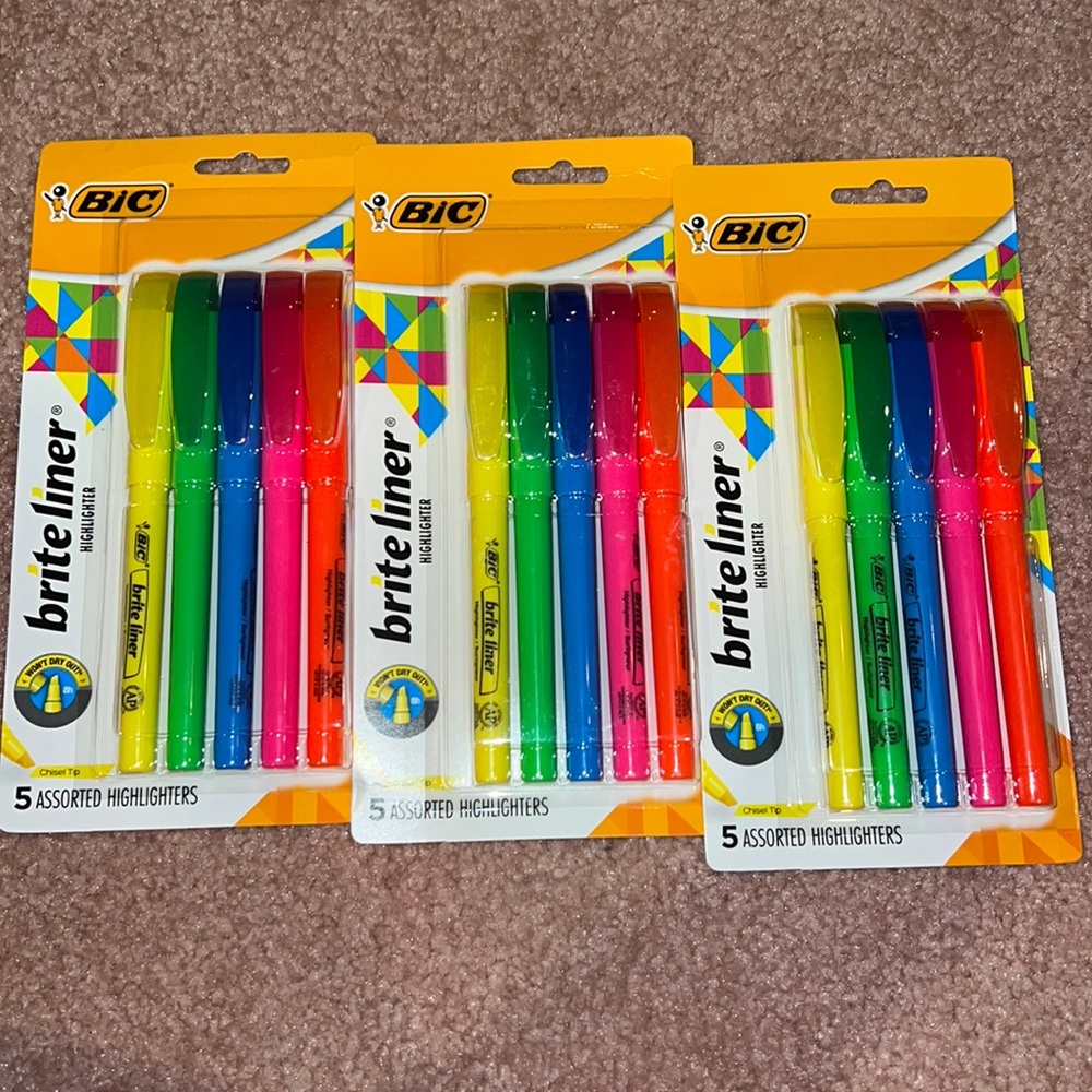 NWT 3-5pk BIC HIGHLIGHTER 5 COLORS